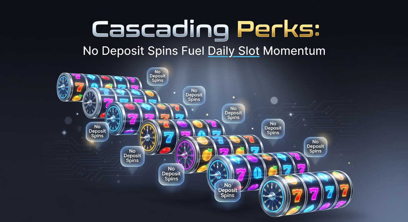 Vibrant slot machine reels cascading with colorful symbols and free spin icons, illustrating the momentum of no-deposit bonuses