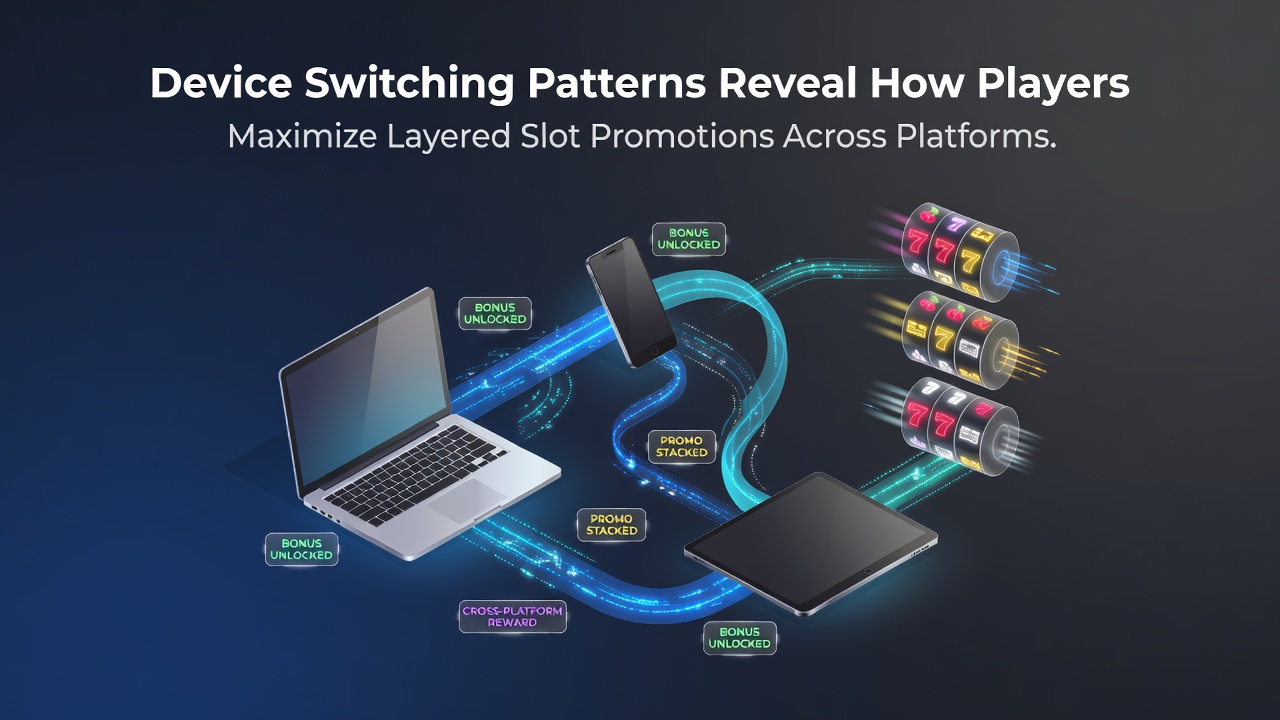Players switching between mobile and desktop devices to claim layered slot promotions and bonuses across platforms