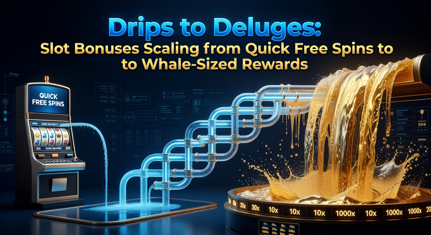 Vibrant slot machine screen displaying cascading free spins transitioning into massive multiplier bonuses, illustrating the scale from small wins to jackpot deluges