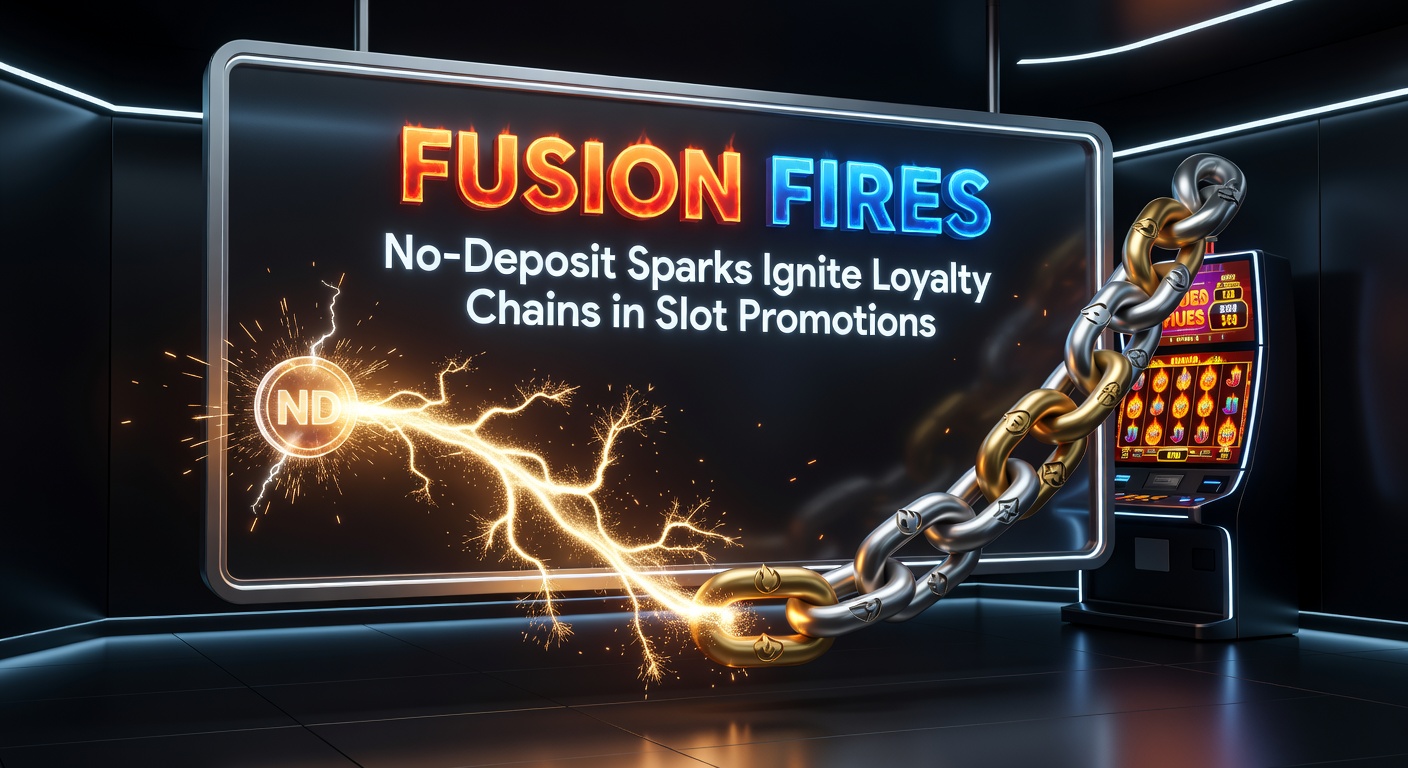 Animated graphic of loyalty chains linking fiery no-deposit bonus icons to golden VIP rewards in a slot promotion network