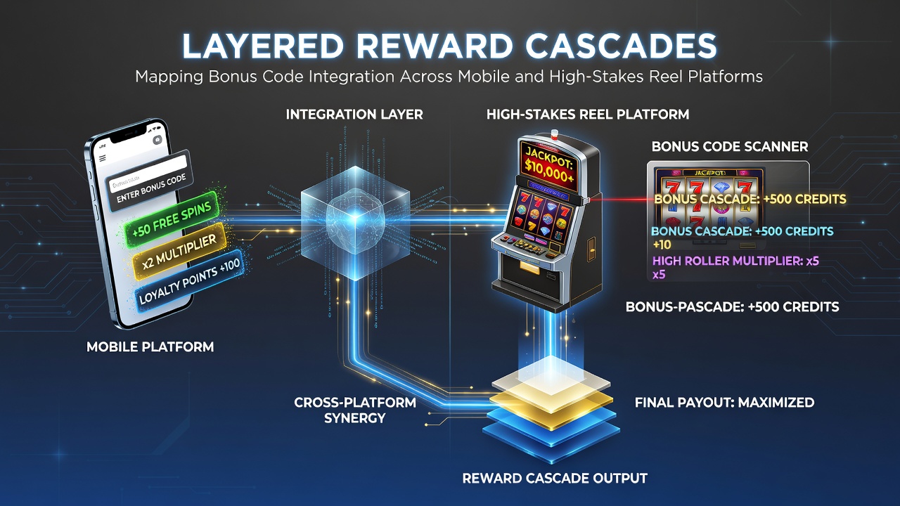 Illustration of layered bonus structures connecting mobile apps to high-stakes reel platforms