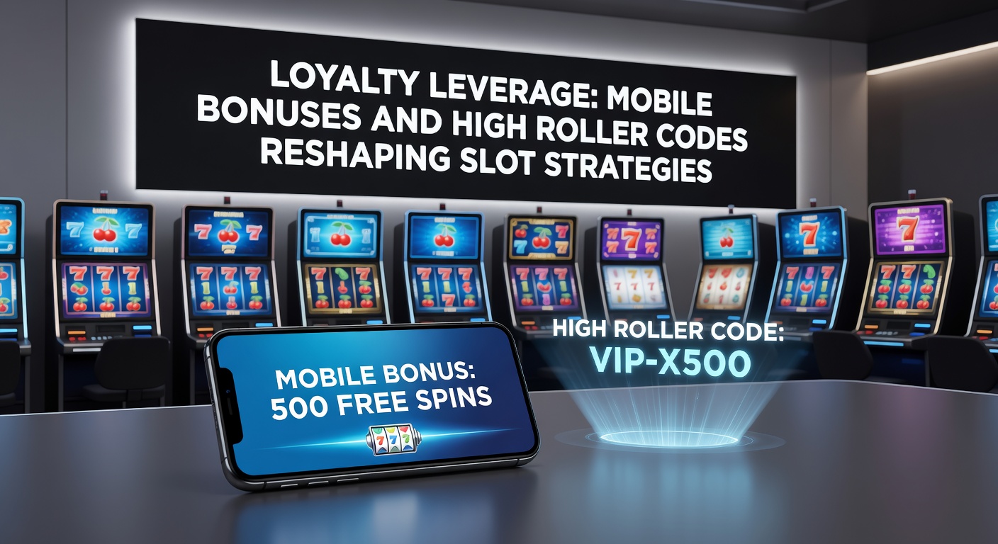 Smartphone displaying a slot app with loyalty bonus notifications and high roller code entry screen