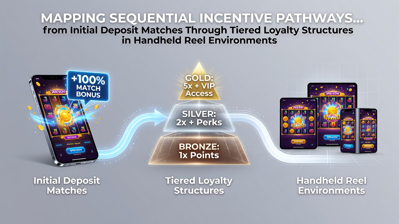 Mobile slot interface displaying initial deposit match incentives transitioning to loyalty tier progress indicators