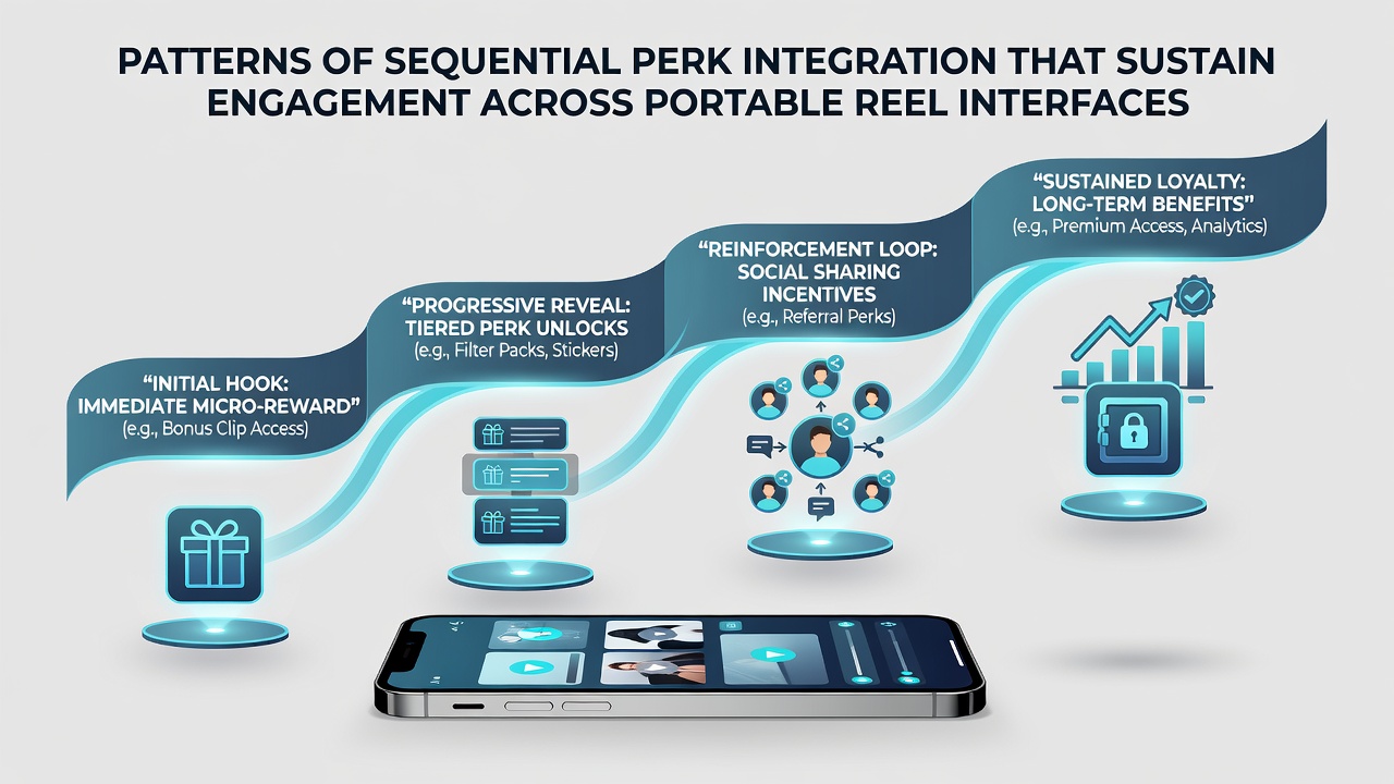 Portable reel interface displaying loyalty tier progress alongside sequential bonus activation panels
