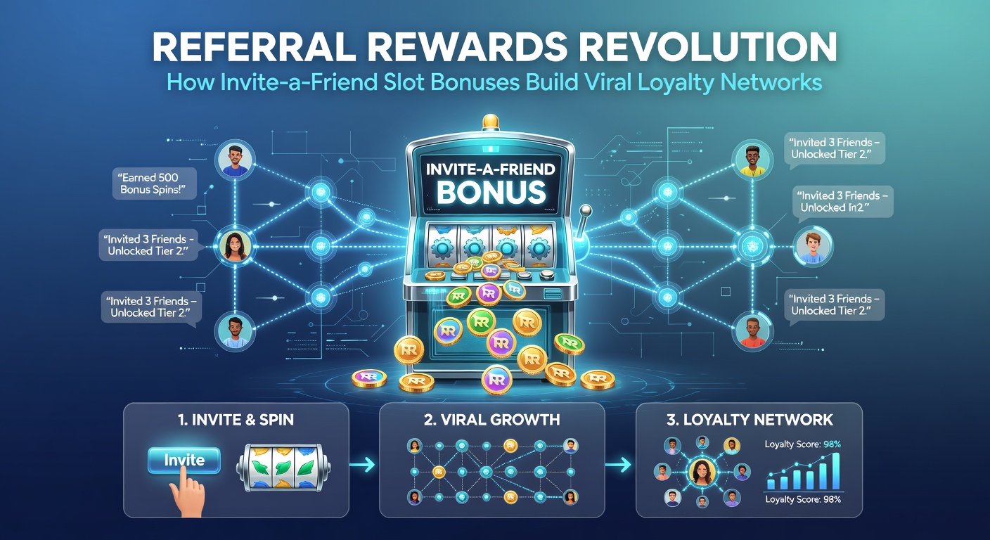 Network diagram illustrating referral bonuses expanding into multi-tiered loyalty structures in slot gaming