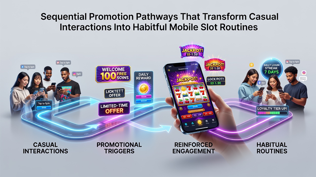 Analytics dashboard displaying user progression through sequential slot promotions and habit metrics